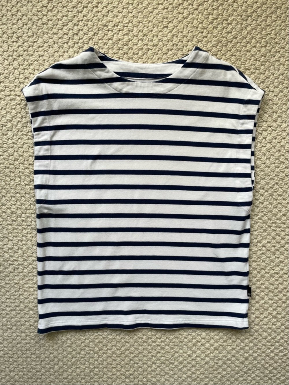 AG Jeans blue & white striped sleeveless top